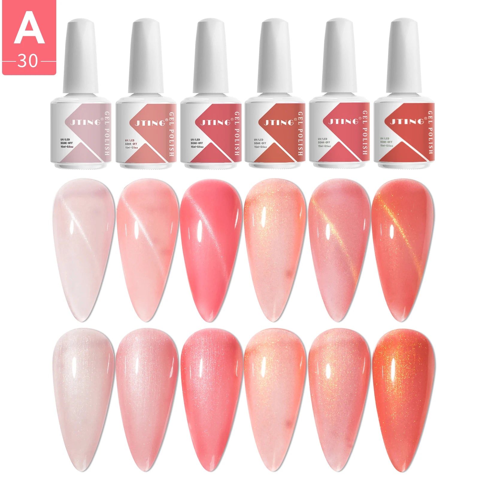 JTING Wholesale Nail Art Professional 6colors Nail Polish Gel Set Collection for Nail Salon 15ml UV Gel Polish Bottles Kit OEM