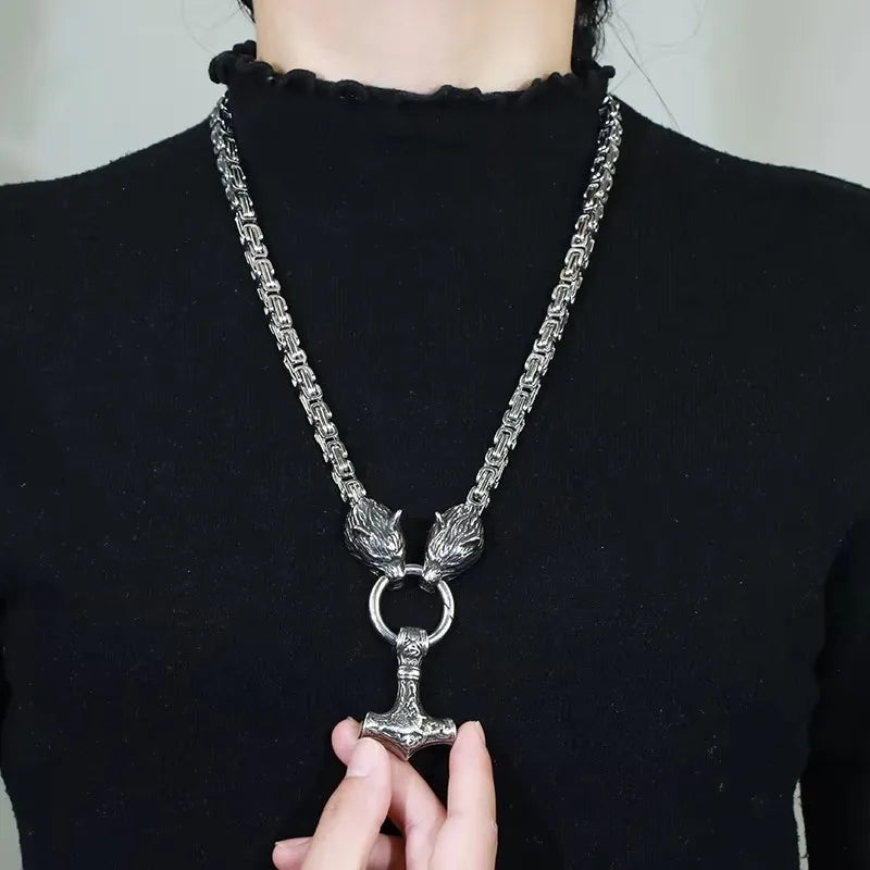 Hip Hop Men Jewelry Personalized Dragon Bracelet Stainless Steel Pendant Necklace Punk Byzantine Chain Necklace for Men
