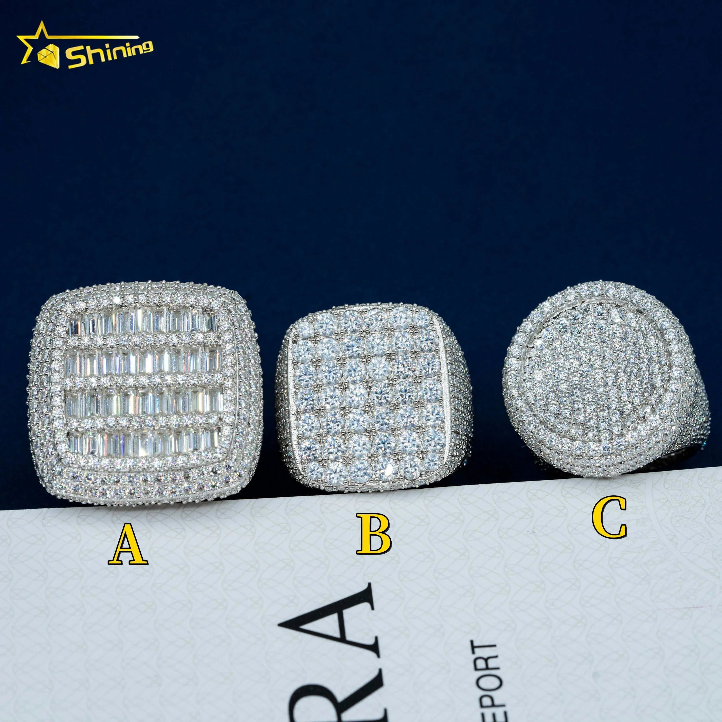 Wholesale Factory Price Moissanite Jewelry 925 Silver Iced Out Custom Diamond Hip Hop Moissanite Rings for Men