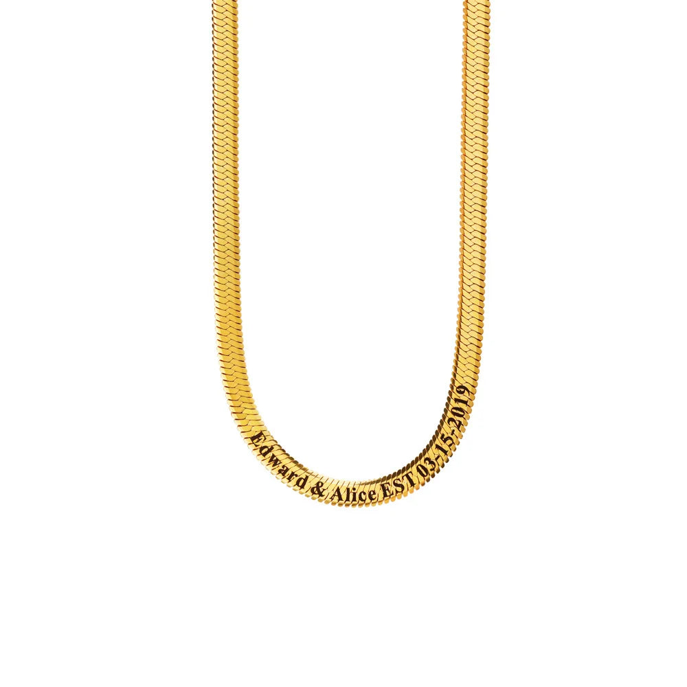 6mm Wider Stainless Steel Herringbone Chain Necklace Gold Plated Snake Chain Name Anniversary Party Jewelry Gift