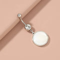 Fashion European Piercing Jewelry Surgical Steel Shell Pendant Navel Ring Stainless Steel Crystal Freshwater Shell Belly Button