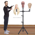 Professional Hair Salon Adjustable Mannequin Training Head Wig Stand Holder Iron Stainless Steel Tripod for Display Hairstyles
