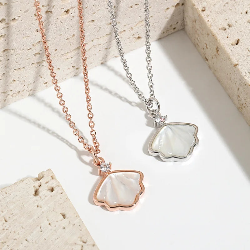 Summer Hawaii Valentines Day Rose Gold Plated White Shell Choker Necklace Mother of Pearl Dainty Sea Shell Necklace