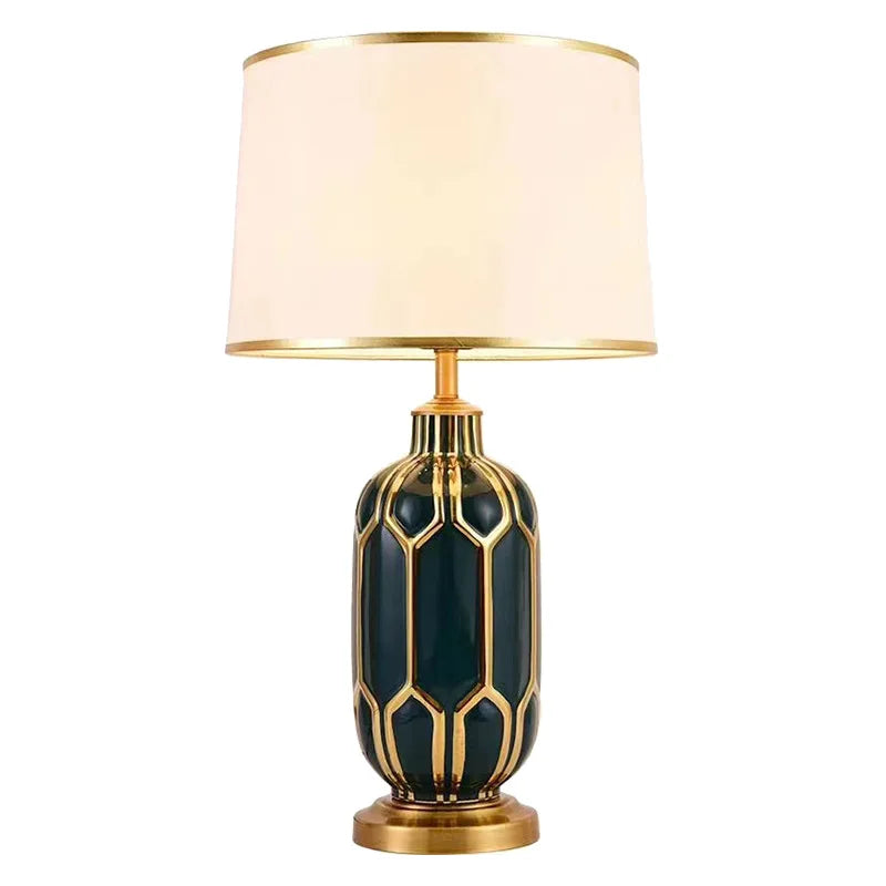 Hand Painted Glass Table Lamps Modern Desk Light Led Chinese Ceramic Table Lamps for Living Room Blue Table Lamp