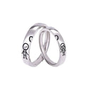 BASQUESUN Factory Wholesale Custom Cartoon Couple Speaks with Simple Copper Corrosion Holding Hands with Lover Couple Ring
