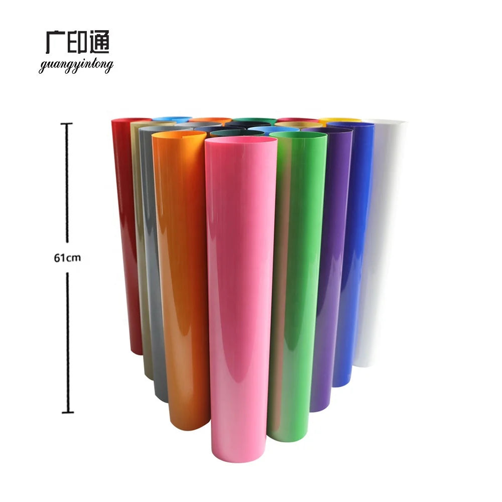 Guangyintong PVC Glossy With Sticky Bulk Iron on Vinyl Best Htv Wholesale Suppliers Easyweed Multi-colors Stretch on Shirts