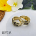 Hawaiian Rings Men's Gold Plated Brass Jewelry Tribal Tattoo Scroll Design for Engagement and Anniversary