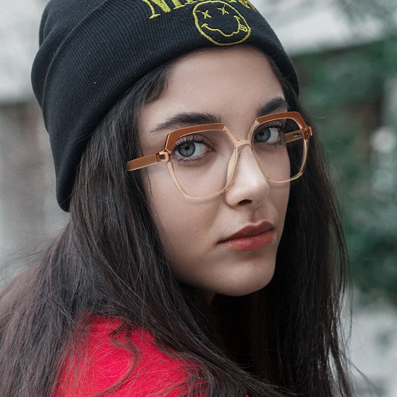 New Design 2018 Fashion TR90 Acetate Glasses Eyeglasses Frames Women Anti Blue Light Glasses