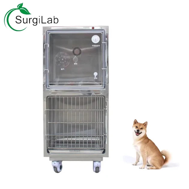 MT 304 Stainless Steel Veterinary Stainless Steel cat Oxygen Cage Warm Medical Oxygen cat Cage for ICU Pet Hospital