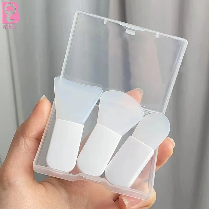 Beiqili Portable Mini Silicone Facial Mask Brush Set Plastic Handle Aluminum Ferrule Mud Film Application Facial Cleaning