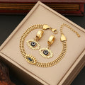New Fashion Eye Jewelry Stainless Steel 18K Gold Plated Devil Eye Necklace Bracelet Earrings Fashion Jewelry Set