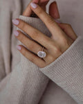 Jovovasmile 4.5 Carat Center (1.5 Ratio) 12*8mm Hybrid Oval Cut 18K Rose Gold Moissanite Wedding Ring for Woman Engagement