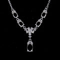 Sterling Silver 4*5+5*7mm Semi Mount Necklace Empty Support Blank Claws Setting S925 Base Without Center Stone for DIY Inlay