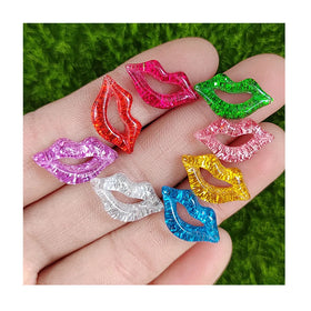 16mm Glitter Lips Resin Flat Back Valentines Day Embellishment Scrapbooking DIY Jewelry Craft Decoration Accessories