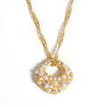 2022 New 18k Gold Plated Stainless Steel Micro Inlaid Splicing Trendy Personality Zircon Pearl Jewelry Necklace