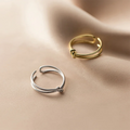 Chic Women's 925 Sterling Silver Finger Ring Korean Minimalist Double Knot Design for Wedding Parties Fashionable Party Jewelry