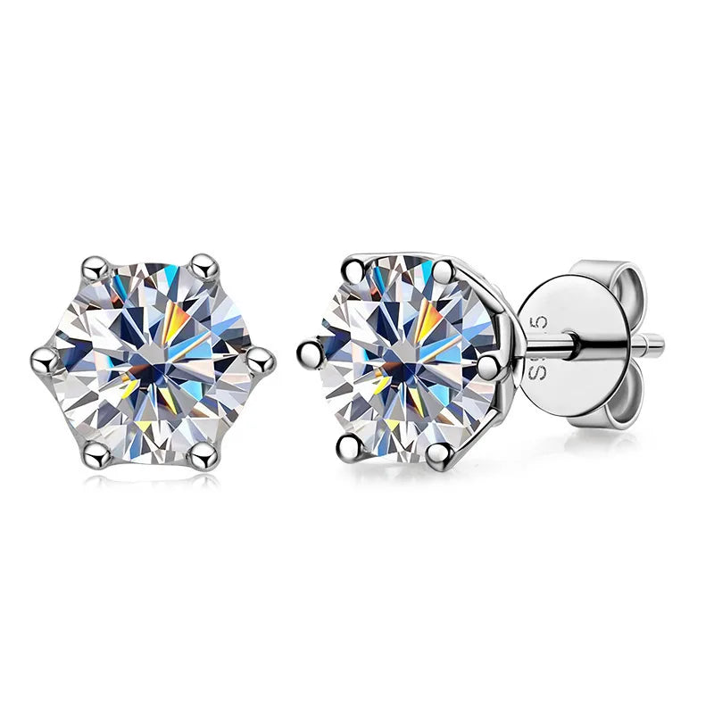 HanYu Classic Style Ladies 925 Sterling Silver Colorful Round  Moissanite S925 Stud Earrings Jewelry