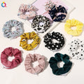 QIYUE Korean Trendy Custom Print Elastic Hair Band Women Elegant Velvet Silk Seersucker Zipper Scrunchies With Pocket
