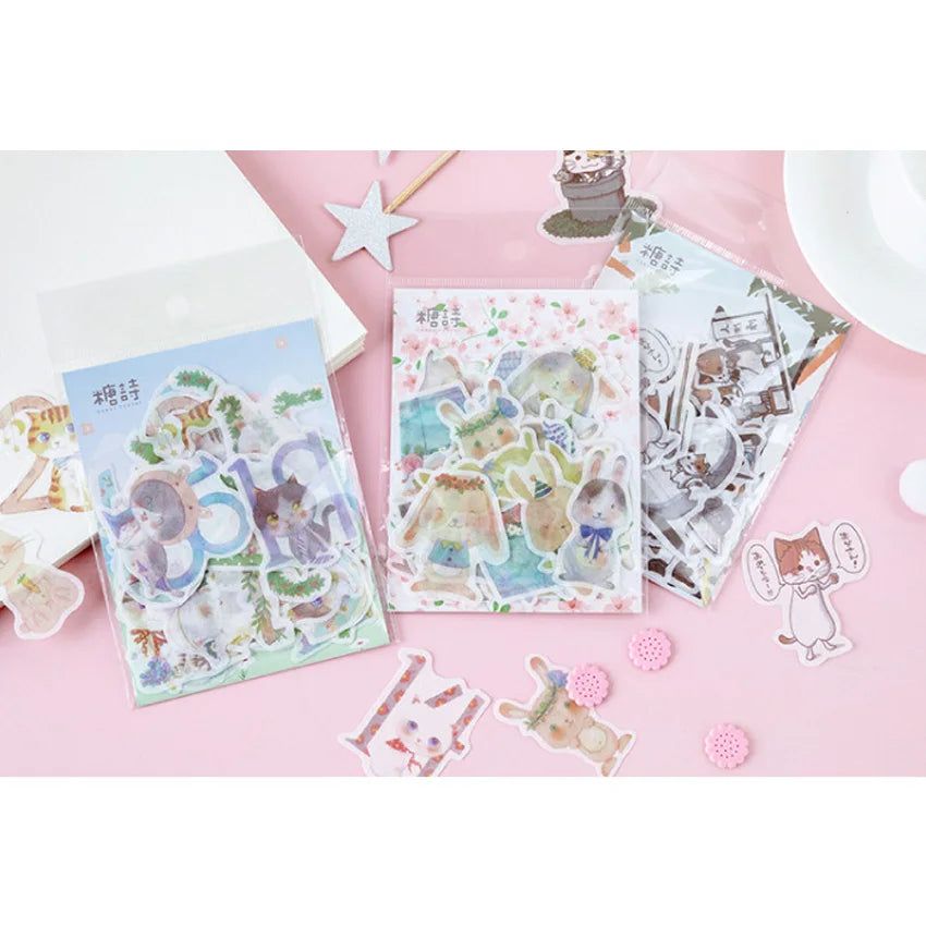40 Pcs/pack Kawaii Cartoon Animal Series Paper Scrapbooking Stickers Notebook Diary Decoration Stickers