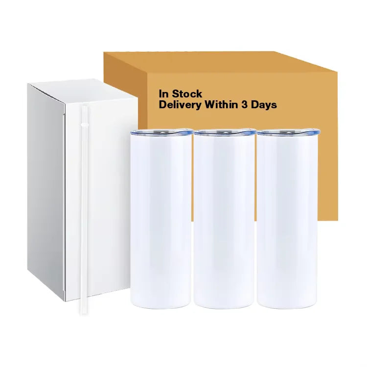 20 oz Stainless Steel Matte Blank Straight Sublimation Tumbler Classic Eco-Friendly Vacuum Insulated 6-12hr Thermal Straw Flat