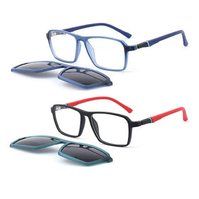 Wholesale TR90 Grey Clip-On Optical Frames with Polarized Blue Lenses 12\