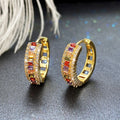 CAOSHI Hot Sale 14K Gold Plated Brass Zircon Huggie Hoop Jewelry Colorful Rainbow Cubic Zirconia Women Ladies Earrings
