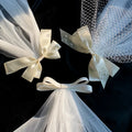 Elegant Bow White Two Layers Veil Travel Shoot Wedding Trip White Satin Mesh Barrettes Bridal Hair Accessories