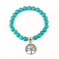 8mm Turquoise Stretch Bracelet Lucky Tree Cross Pendant Elastic String Bohemian Fashion Natural Jewellery Heart-Shaped Bangles