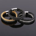 Top Quality Stainless Steel Chains Genuine Leather Bracelet for Men Custom Logo