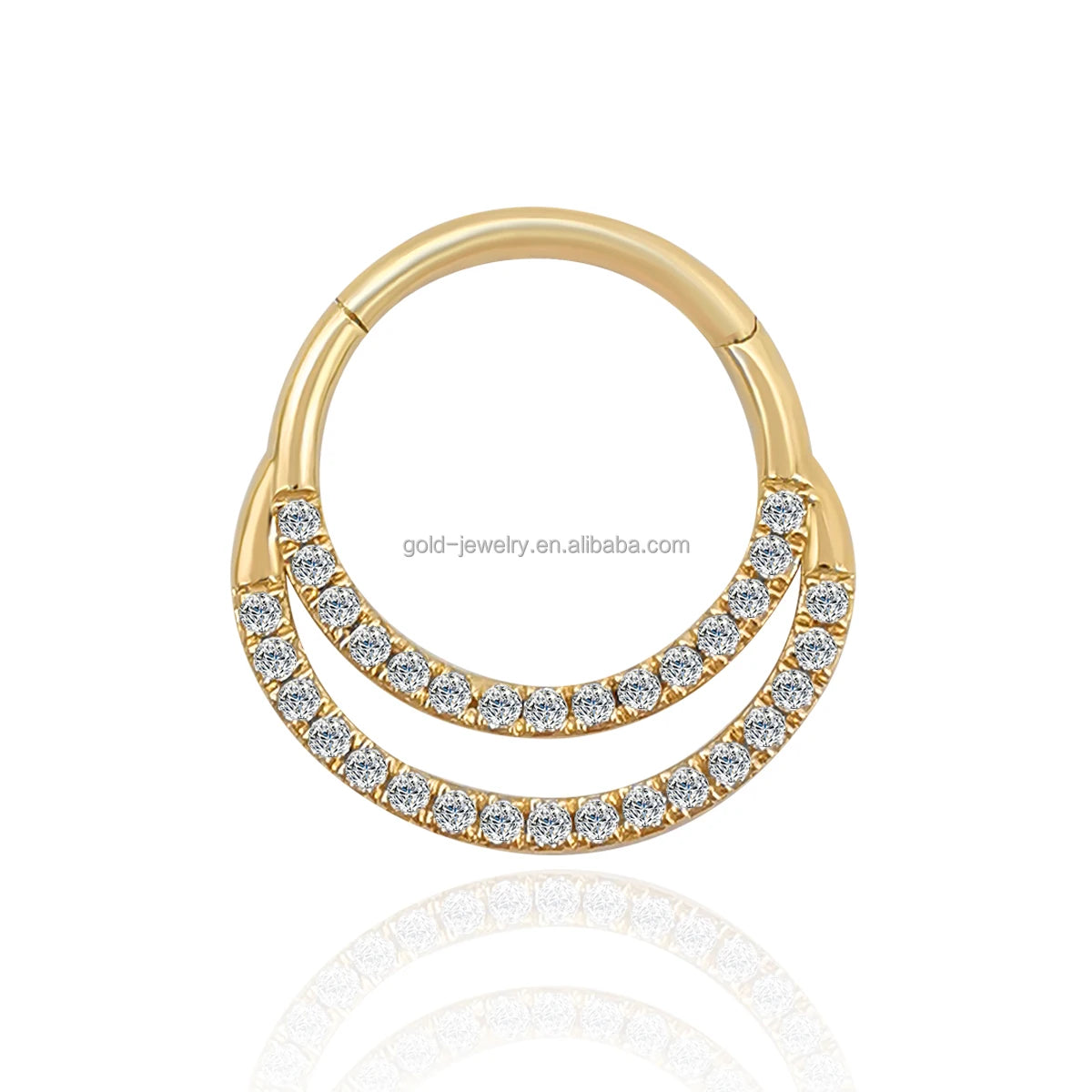 14k Solid Yellow Gold Piercing Jewelry Hoop Zircon Nose Rings Cute Design Fine Jewelry