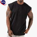 Custom logo Muscle Shirt Vest 100% Cotton tank Top for Men Summer Streetwear Breathable Oversized Men Gym Sleeveless T Shirt