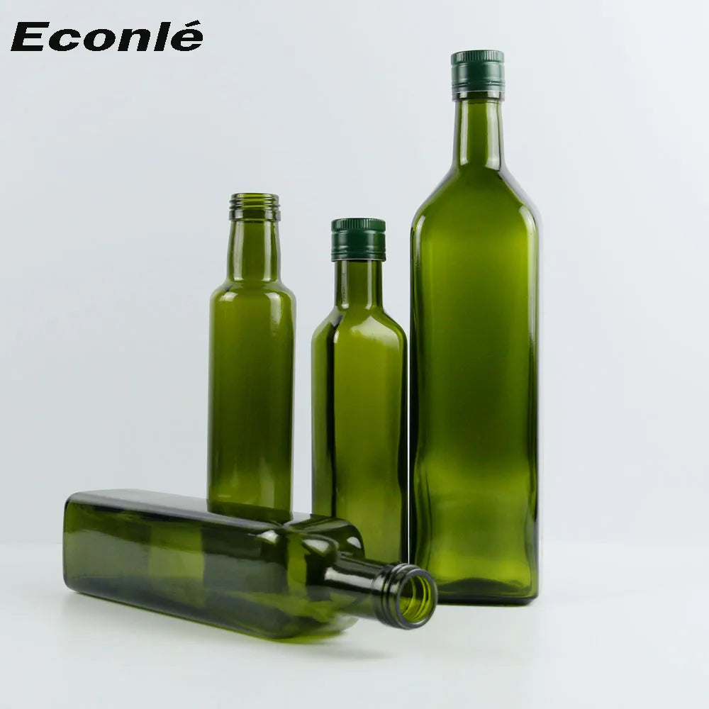 Antique Green Manufacturer 250ml 500ml 750ml Marasca Glass Bottle with Screw Cap and Decal for Olive Oil