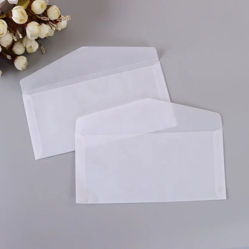 Wholesale Handmade Translucent Glassine Envelopes Custom Logo Recyclable Paper Hot Stamping Wedding Cards Packaging Printing
