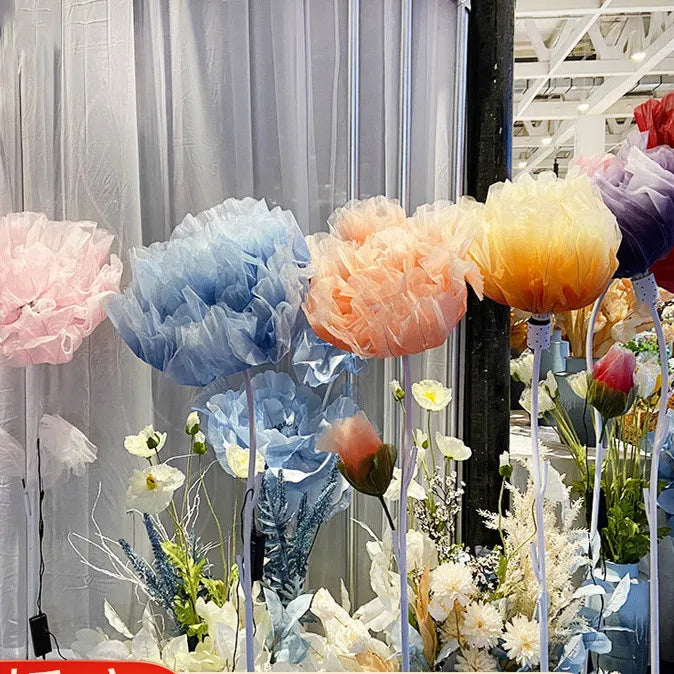 Wedding Decoration Giant Artificial Flowers Mechanical Automatic Opening and Closing Silk Big Flower Electric Giant Flowers