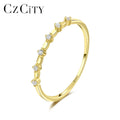 CZCITY 2026 New Trendy Gold Plated Hollow Wave Crystal Jewelry Customized Women Men Simple Fashion Rings