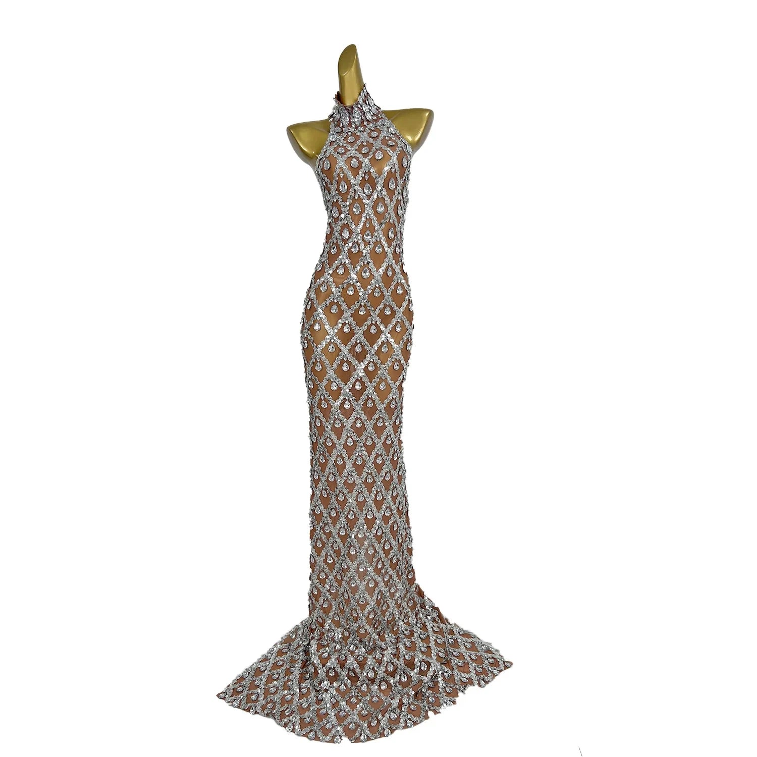 Luxury Rhinestone Sequin Party Celebration Dress Bodycon Party Dress Festival Costume Prom Gown Women Formal Evening Maxi Dress