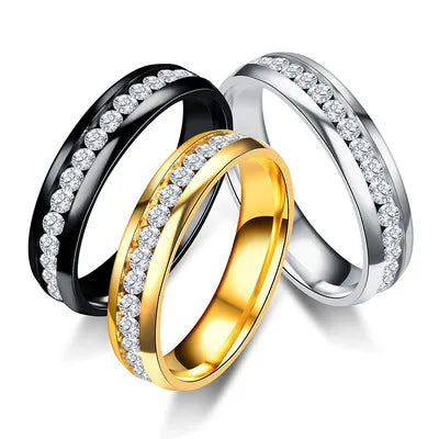 New Arrival Stainless Steel Ring Shining Fashion Wedding Diamond Rings Engagement Couple Rings for Women