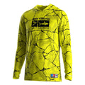 Men's Stretch Fishing Hoodie Fluorescent Print High Visibility Neon Yellow Full Mobility for Casting Boating