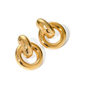 J&D Jewelry Geometric 18K PVD Gold Plated Round Pendant Stainless Steel Circle Small Hoop Earring