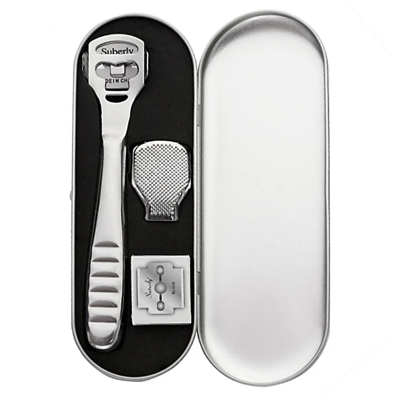 FOCSTAR Professional Fashion Pedicure Tools Kit Full Stainless Steel Foot Callus Remover Shaver File Rasp Comfortable Scraper
