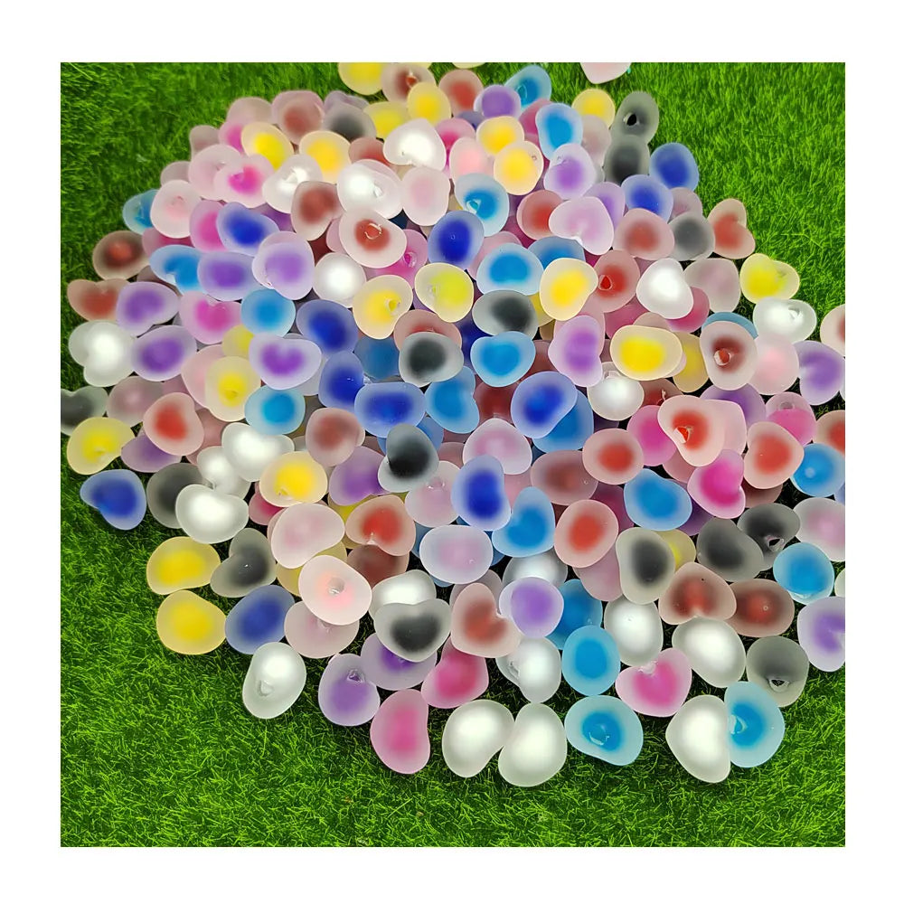 Popular Frog Spawn Beads Slime Fillers Round Heart Acrylic Beads with Half-Hole Jewelry Bracelet Supplies