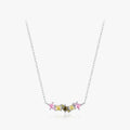 Trendy Link Chain for Women Party Fine Jewelry 925 Sterling Silver Cut Rainbow Candy Princess Cut Zirconia Pendant Necklace