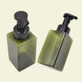 Eco Friendly Packaging 200ml 300ml 500ml Square Green  PET Frosted Cosmetic Foaming Foam Pump Packaging Bottles With Foam Pump