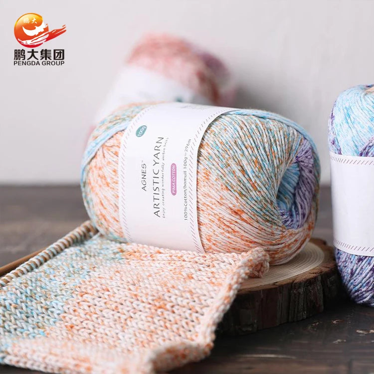 Organic Bulky Multicolour Turckey Crotchet Diy Blanket 100g 4ply Artistic 100% Long-staple Cotton Yarn