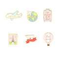 Travel Life Journey Enamel Pins Custom Postage Suitcase Metal Plated Cute Cartoon Badge for Gift Kids Friends
