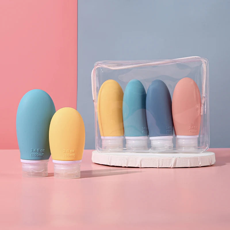 Wholesale Collapsible Squeeze Bottle Cosmetic Silicone Lotion Skincare 60Ml 100Ml Shampoo Bottle Travel Bottle Set for Tour