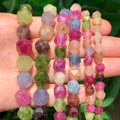 Hot Sale Faceted Star Cut 6/8/10MM Colorful Tourmaline Jades for DIY Jewelry Making Bracelets Stone Beads