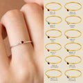 Minimalist Jewelry 1mm Thin Ring 18K Gold Plated Stainless Steel Ring With AAA Zircon Stone