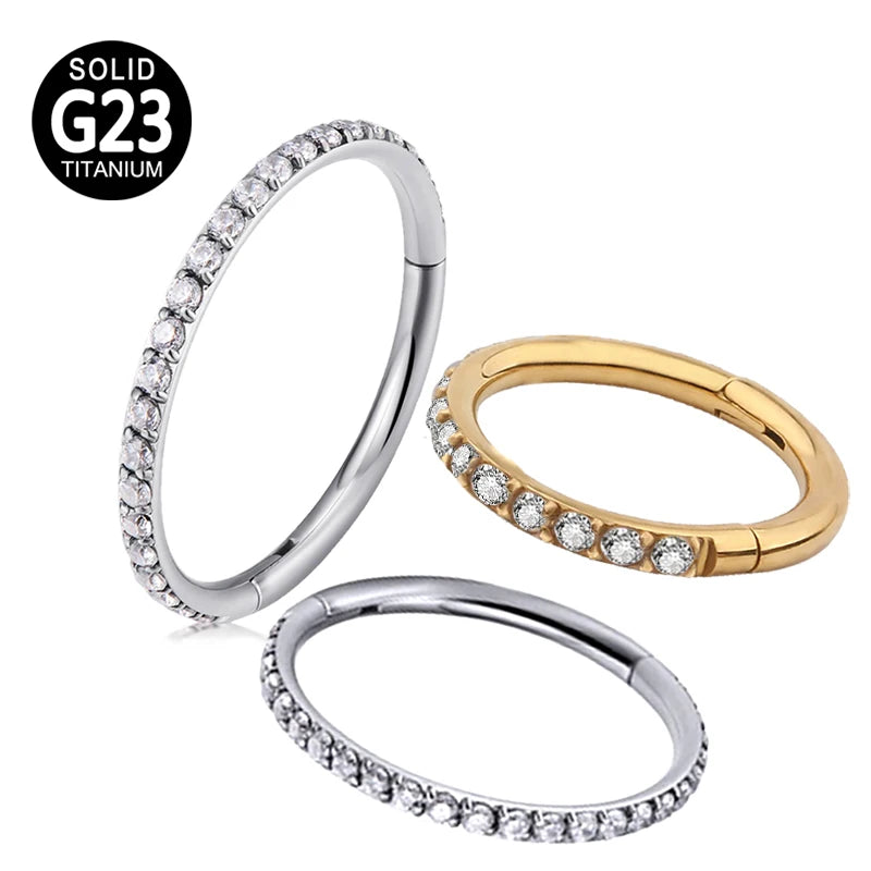 ASTM F136 Titanium Piercing Fashion Jewelry Zircon Circle Piercing G23 Body Jewelry Nose Rings for Women