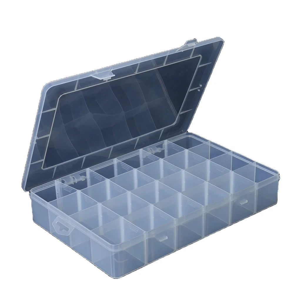 Clear Nail Screw Jewelry Tools Storage Plastic Box with Compartments PP Material Customizable Color 334x237x60mm for Outdoor Use